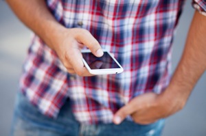 Man using smartphone