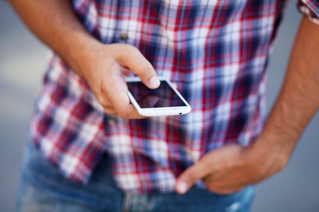 Man using smartphone