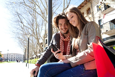 Young couple traveling