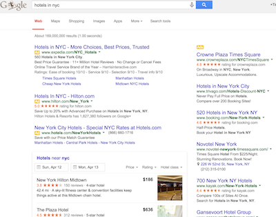 Google metasearch results